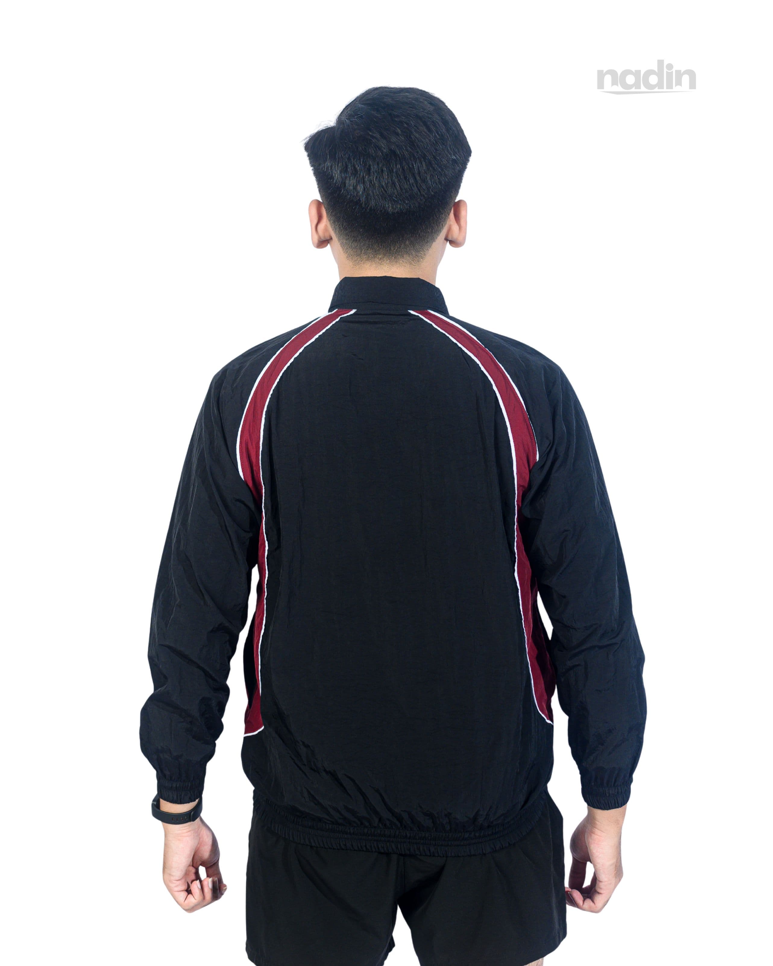 Jaket Olahraga Pria Hitam Maroon Zipper thumbnail 2